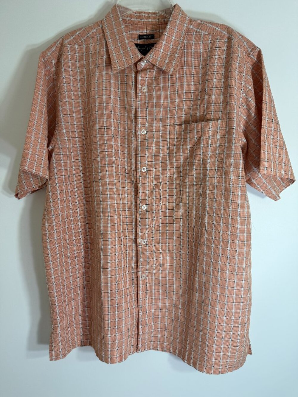 Joseph & Feiss Mens L Large Peach Short Sleeves Shirt Workwear Great Fabric!